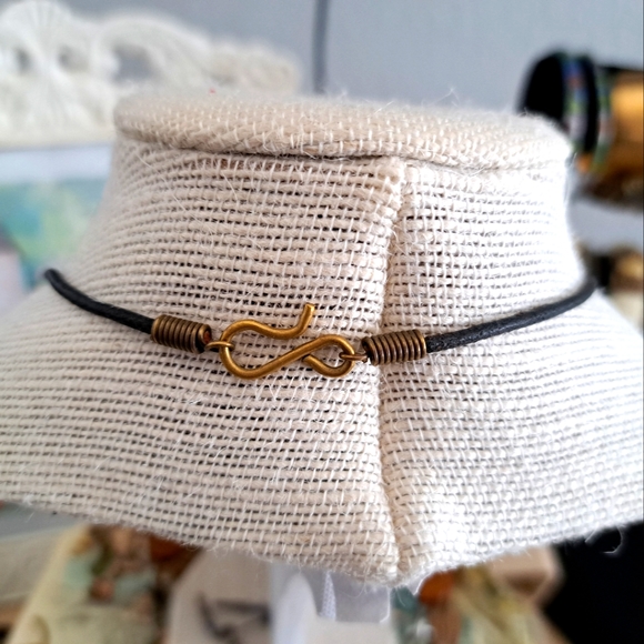 Amber Earth Tone Artisan Beaded Necklace Ceramic Metal Glass on Cord 17 in - Picture 5 of 5